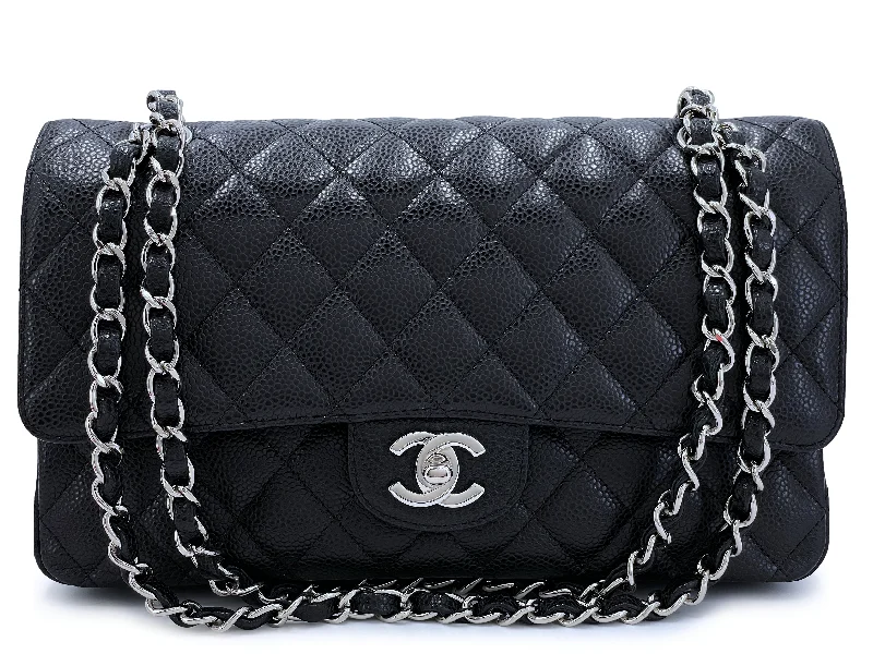 Chanel Luxury Handbag for High - End EventsChanel Black Caviar Medium Flap Bag Classic Double 2009 SHW DER