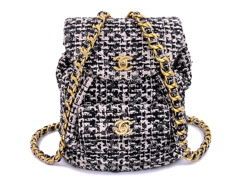 Chanel Small Crossbody Bag for TravelChanel Vintage Tweed Duma Backpack Bag Black White 1994 24k GHW 7D2