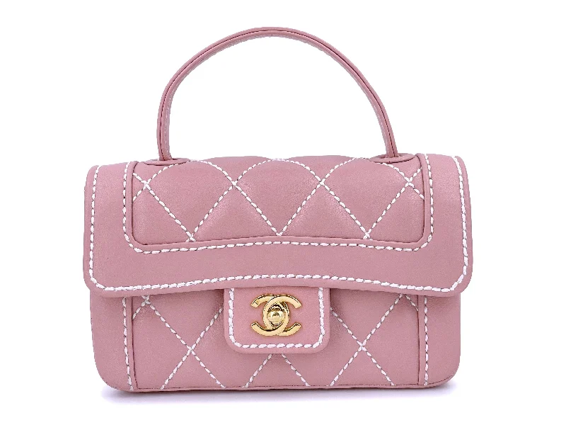 Chanel Small Crossbody Bag for TravelChanel Pink Baby Mini Kelly Bag Rare Mauve Wild Stitch Surpique Flap 24k GHW UE0