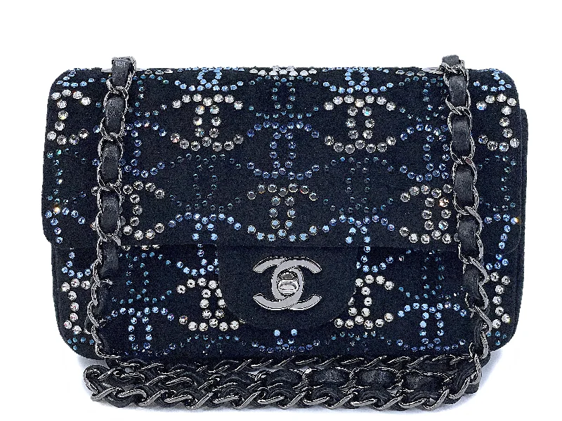 Chanel Black Handbag for Business MeetingsChanel Crystal CC Embellished Rectangular Mini Flap Bag Dark Navy Velvet RHW VFO