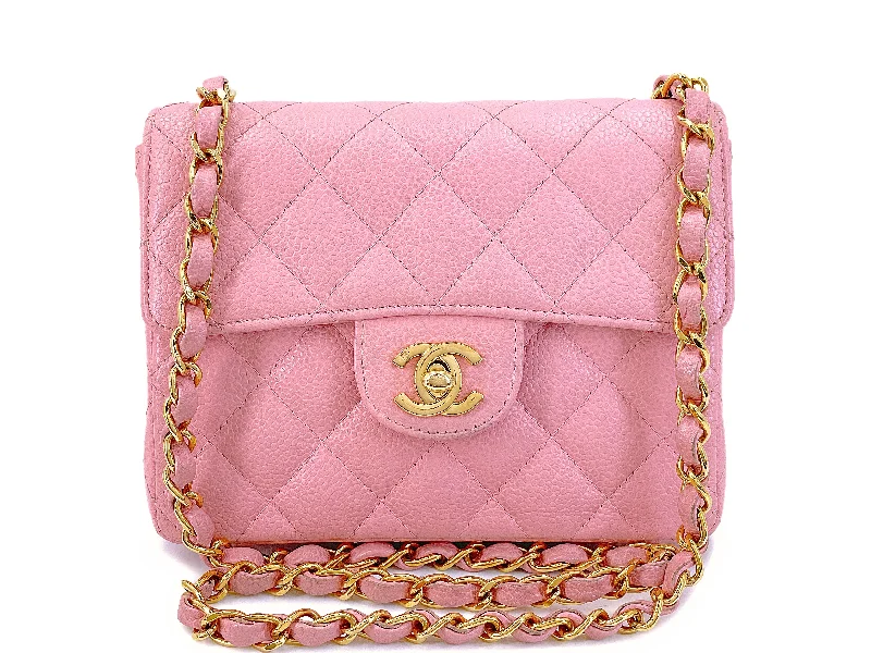 Chanel Quilted Leather Shoulder Bag for FashionistasChanel 2004 Vintage Sakura Pink Square Mini Flap Bag 24k GHW RJA