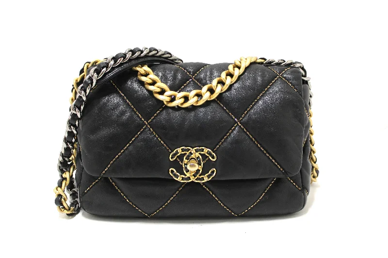 Chanel New Arrival Handbag with Gold HardwareAuthentic Limited Edition Chanel 19 Medium Black Quilted Lambskin Leather Shoulder Crossbody Bag