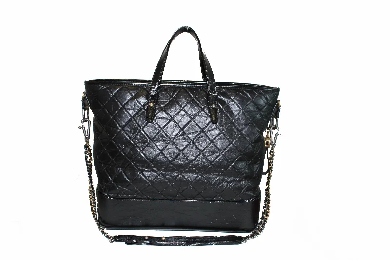 Chanel Quilted Leather Shoulder Bag for FashionistasAuthentic Chanel Black Aged Calfskin Quilted Large Gabrielle Shopping Tote