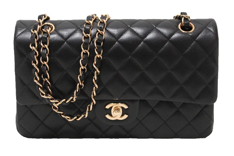 Chanel Colorful Handbag for Spring OutfitsAuthentic Chanel Classic Black Quilted Lambskin Leather Classic Medium Double Flap Bag