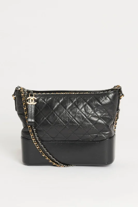 Chanel All - Match Handbag for Versatile StylingBlack Leather Medium Chanel Gabrielle Preowned Bag