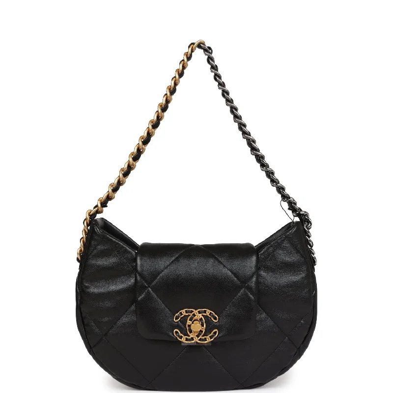 Chanel Chain Strap Handbag for Everyday UseChanel 19 Hobo Bag Black Lambskin Mixed Metal Hardware