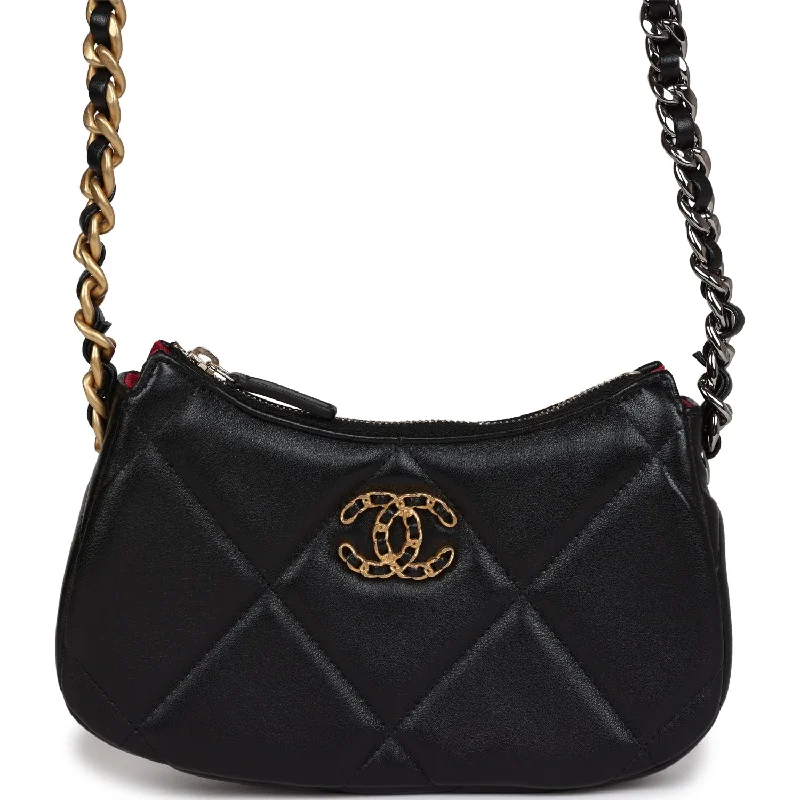 Chanel Limited Edition Handbag for CollectorsChanel 19 Hobo Chain Clutch Bag Black Calfskin Mixed Metal Hardware