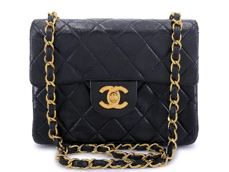 Chanel Chain Strap Handbag for Everyday UseChanel 1990 Vintage Black Square Mini Flap Bag 24k GHW Lambskin Y3G