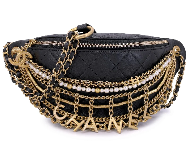 Chanel Medium Tote Bag for Office LadiesChanel 19A Black All About Chains Pearl Fanny Pack Bag GHW 1LP