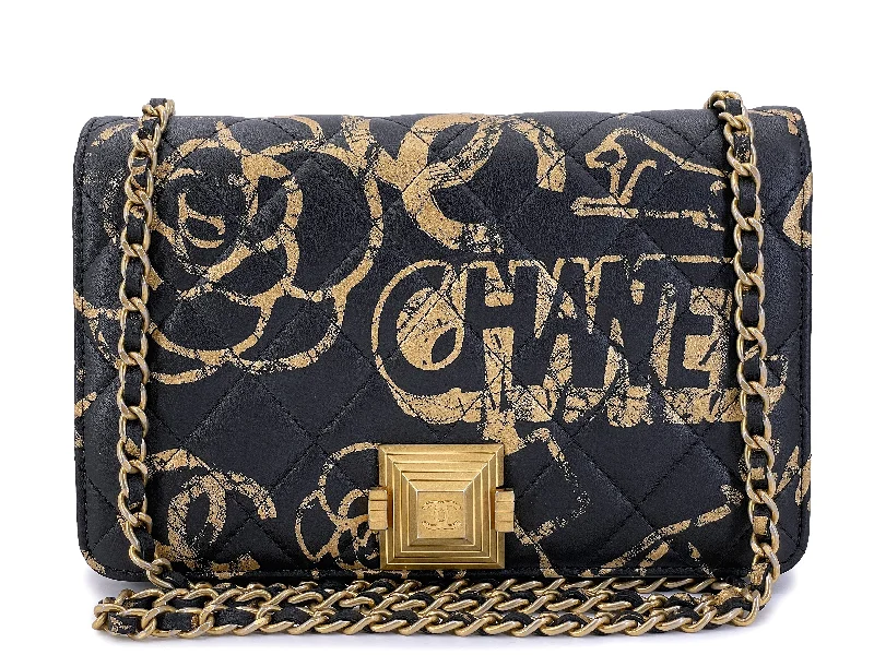 Chanel All - Match Handbag for Versatile StylingChanel 19A Egypt Raised Pyramid Graffiti WOC Wallet on Chain Bag Paris-New York UT1