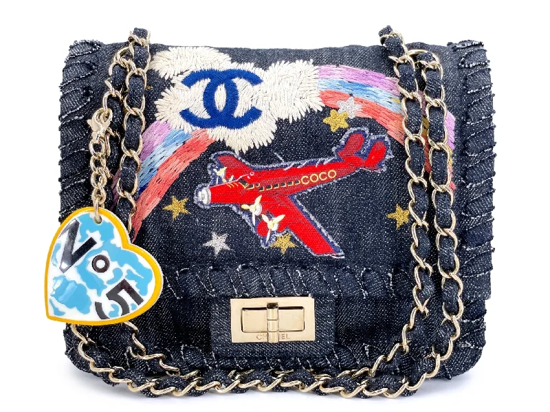 Chanel Medium Tote Bag for Office LadiesChanel 2006 Vintage Night Flight Denim Reissue Airplane Rainbow Bag 24k GHW ZHL