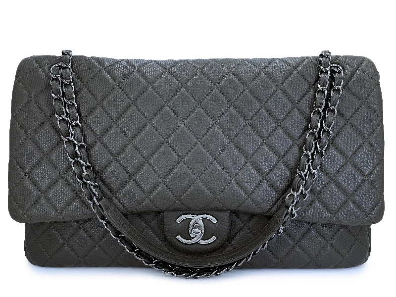 Chanel All - Match Handbag for Versatile StylingChanel 2019 Large Airlines XXL Flap Bag Maxi Charcoal Gray V67