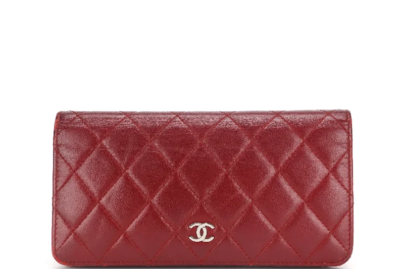 Chanel Luxury Handbag for High - End EventsCHANEL BIFOLD WALLET (1679xxxx) RED LAMBSKIN SILVER HARDWARE, WITH CARD & BOX