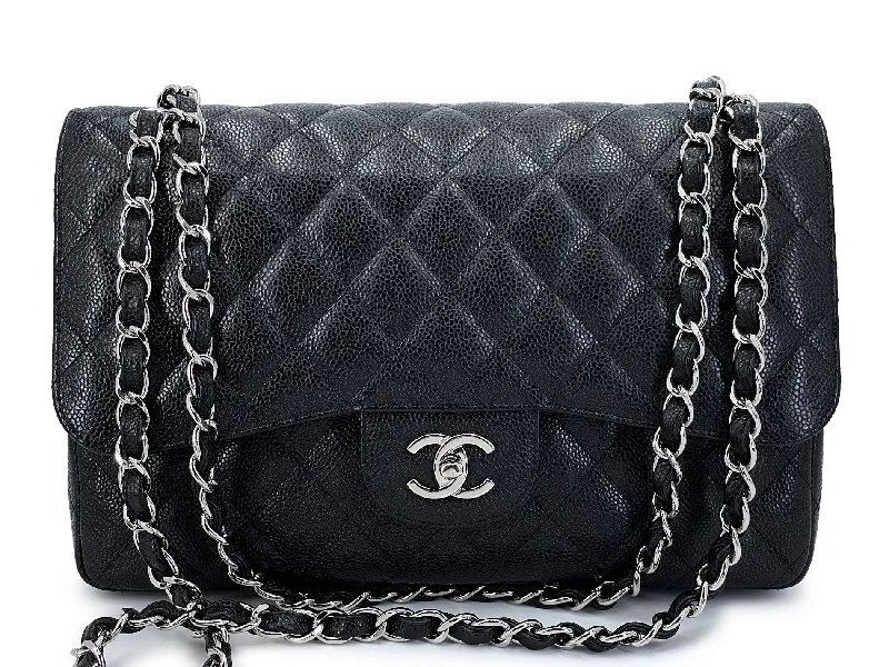 Chanel Vintage Inspired Handbag for Retro LoversChanel Black Caviar Jumbo Classic Double Flap Bag SHW  GXC