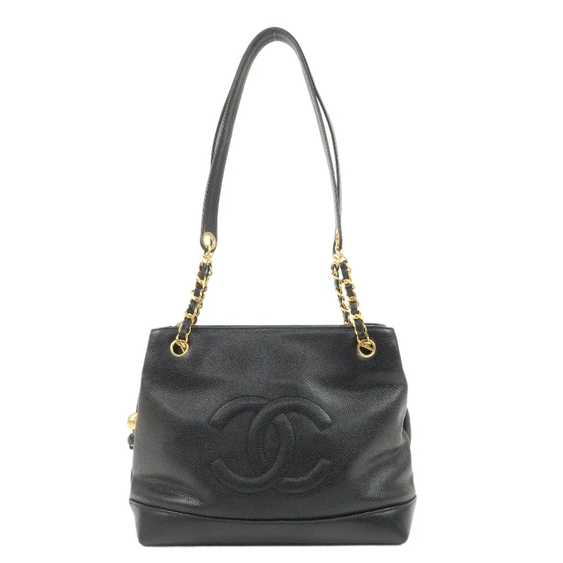 Chanel Vintage Inspired Handbag for Retro LoversCHANEL Caviar Skin COCO Mark Chain Tote Bag Shoulder Bag Black