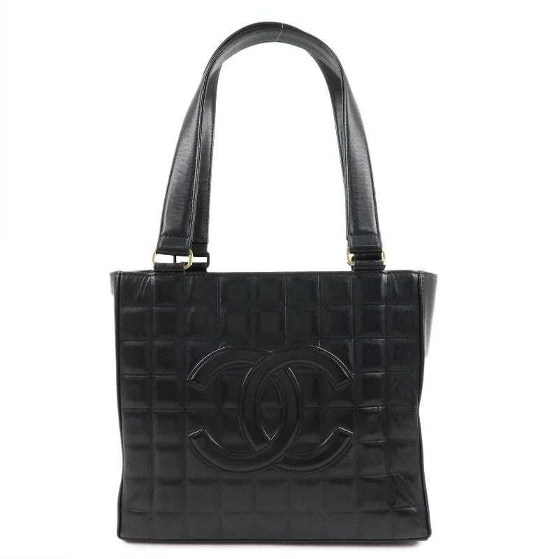 Chanel Black Handbag for Business MeetingsCHANEL Chocolate Bar Lamb Skin COCO Mark Tote Bag Hand Bag A17809