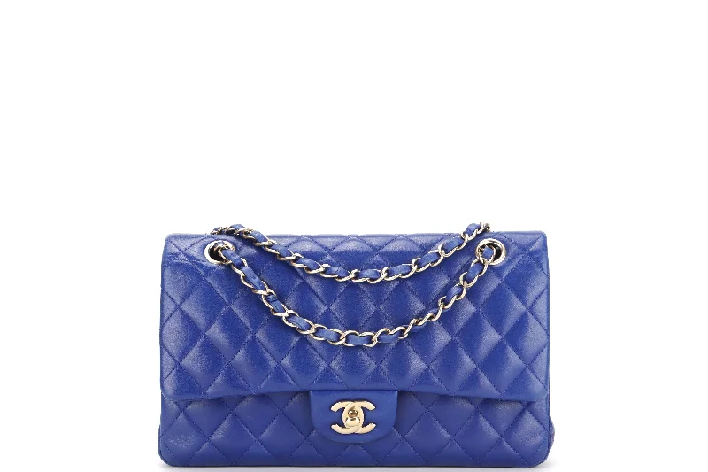 Chanel Limited Edition Handbag for CollectorsCHANEL CLASSIC DOUBLE FLAP (1813xxxx) MEDIUM BLUE LAMBSKIN LIGHT GOLD HARDWARE, WITH CARD, NO DUST COVER