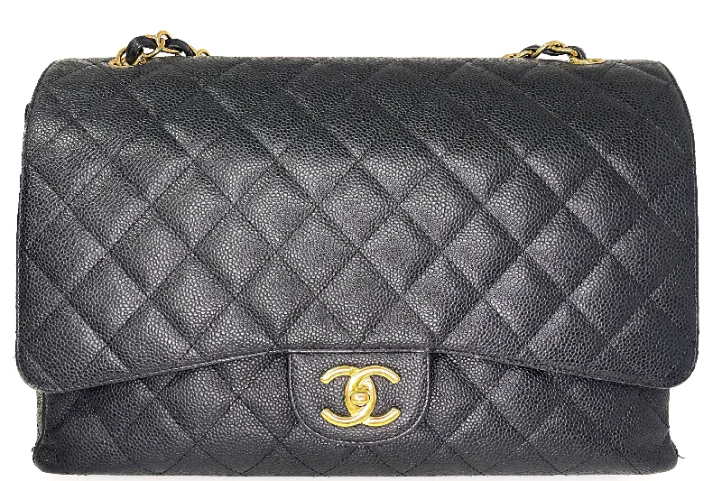 Chanel Black Handbag for Business MeetingsCHANEL CLASSIC FLAP MAXI FLAP (1534xxxx) BLACK CAVIAR GOLD CHAIN, WITH CARD & DUST COVER