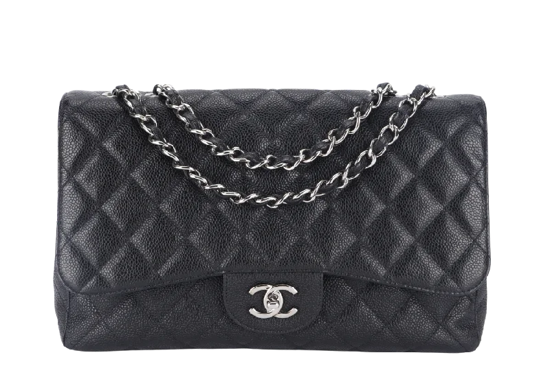 Chanel Black Handbag for Business MeetingsCHANEL CLASSIC JUMBO (1317xxxx ) BLACK CAVIAR SILVER HARDWARE WITH CARD AND DUST COVER