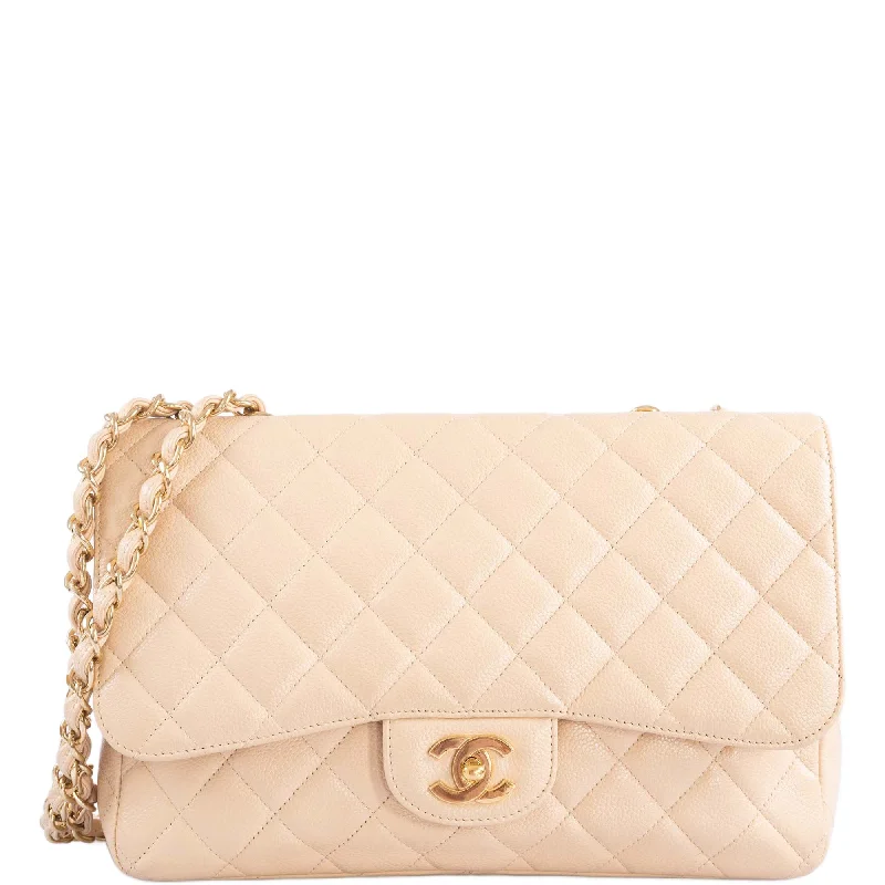 Chanel Medium Tote Bag for Office LadiesChanel Classic Jumbo Single Flap Beige Quilted Caviar Gold Hardware