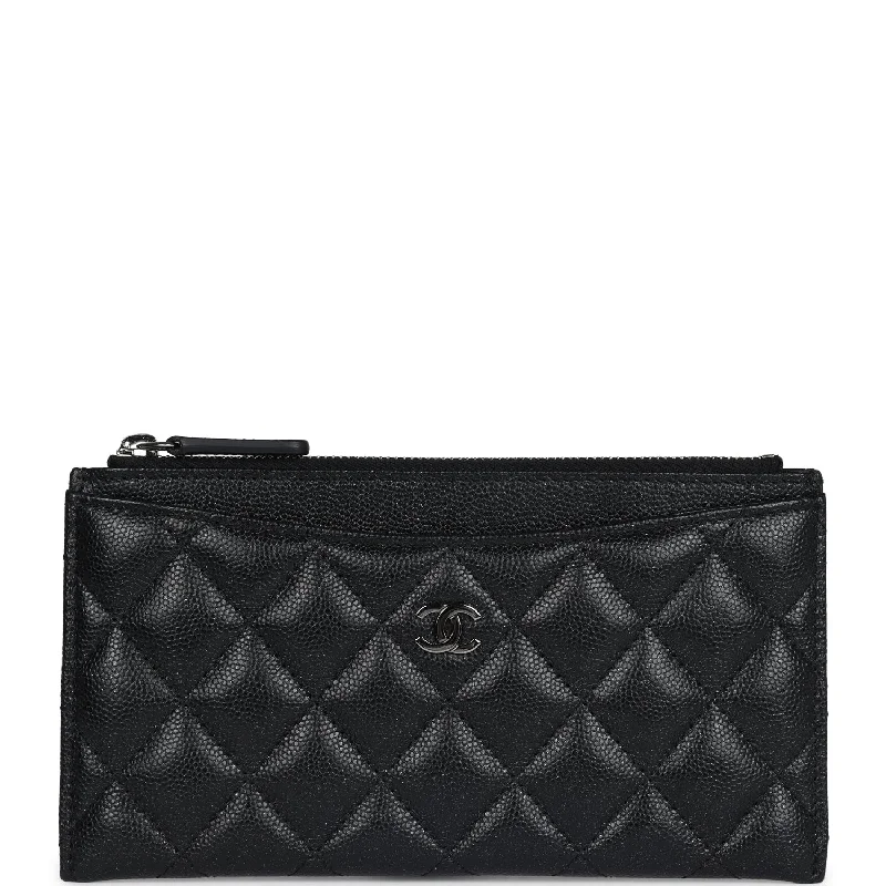 Chanel Lightweight Handbag for Daily ErrandsChanel Classic Long Zipped Pouch Iridescent Black Caviar Ruthenium Hardware