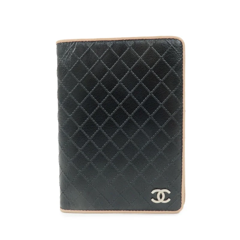 Chanel Designer Handbag with Unique DesignCHANEL COCO Mark Bicolore Leather Agenda Cover Black Pink