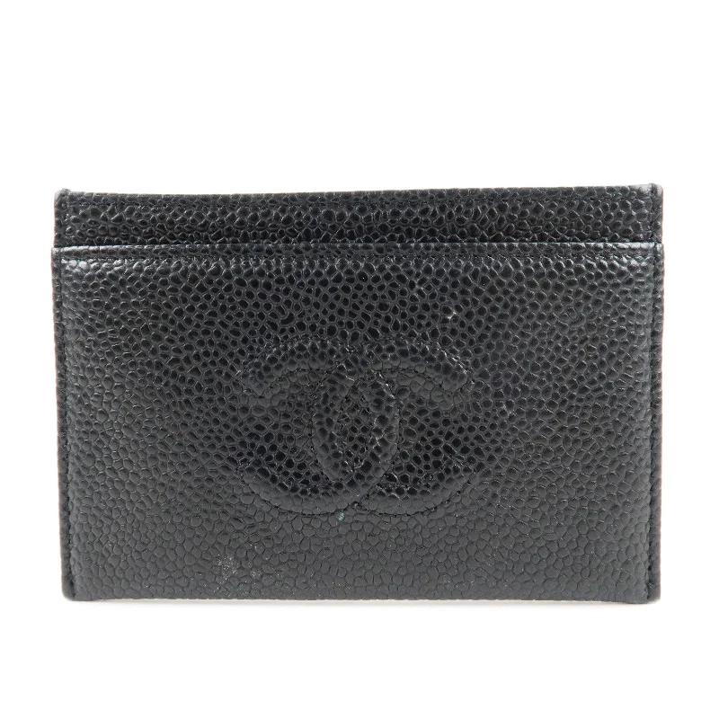 Chanel Designer Handbag with Unique DesignCHANEL COCO Mark Caviar Skin Card Case Black A48655