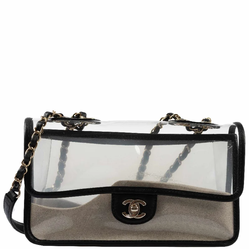 Chanel Black Handbag for Business MeetingsChanel Sand By The Sea Flap Bag PVC and Lambskin