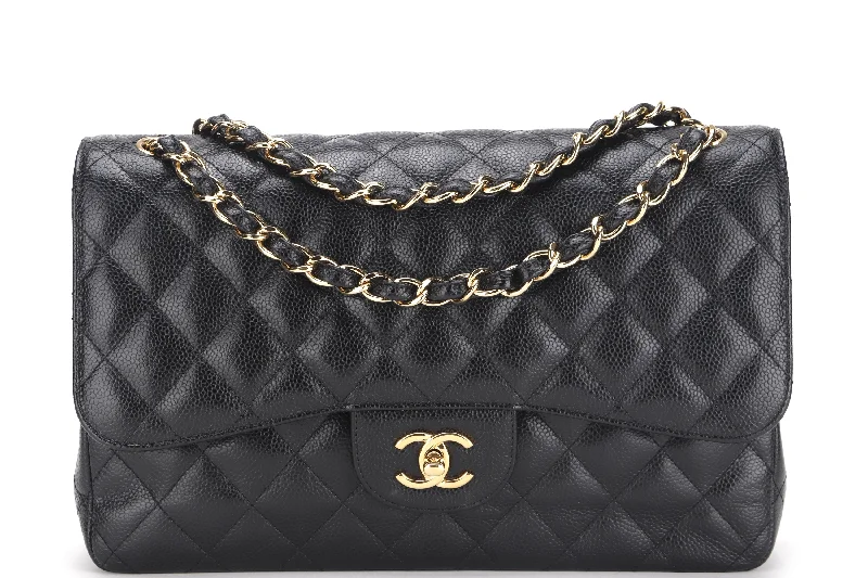 Chanel Lightweight Handbag for Daily ErrandsCHANEL DOUBLE FLAP BAG (1980xxxx) JUMBO BLACK CAVIAR LEATHER GOLD HARDWARE, NO CARD & DUST COVER