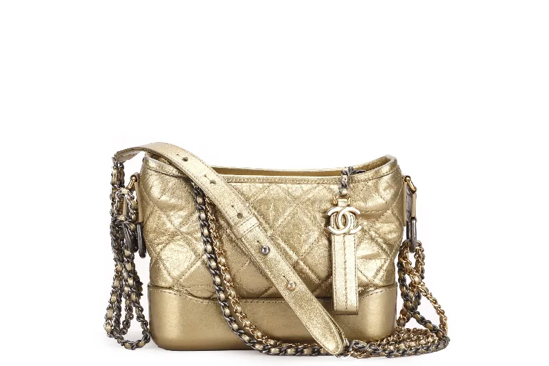 Chanel Limited Edition Handbag for CollectorsCHANEL GABRIELLE MINI METALLIC GOLD CALF LEATHER SLING BAG (2366xxxx), WITH DUST COVER, NO CARD