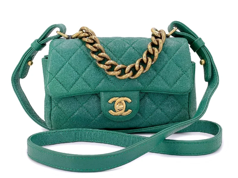 Chanel New Arrival Handbag with Gold HardwareChanel Green Mini Flap Trapezio Top Handle Crossbody Goatskin Bag