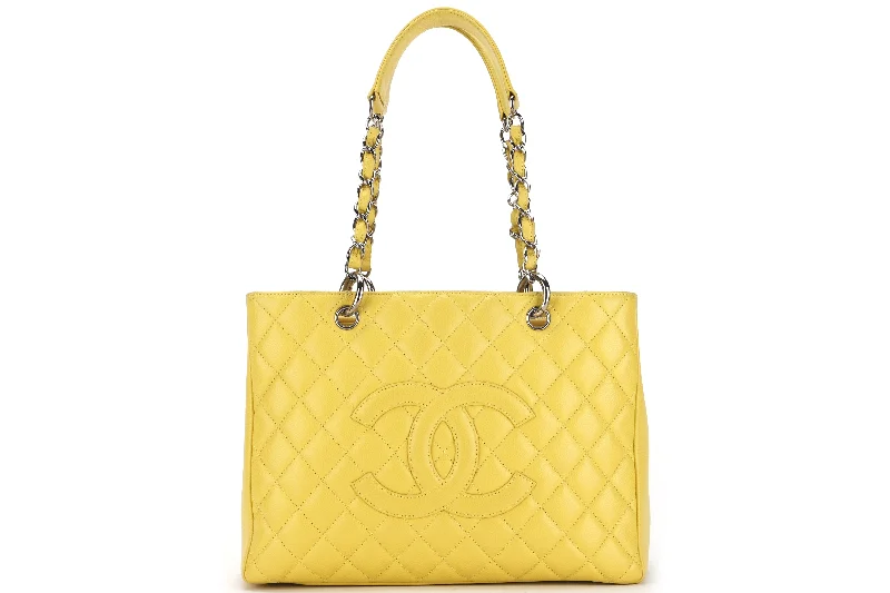 Chanel Chain Strap Handbag for Everyday UseCHANEL GST (1318xxxx) YELLOW CAVIAR LEATHER SILVER HARDWARE, WITH CARD & DUST COVER