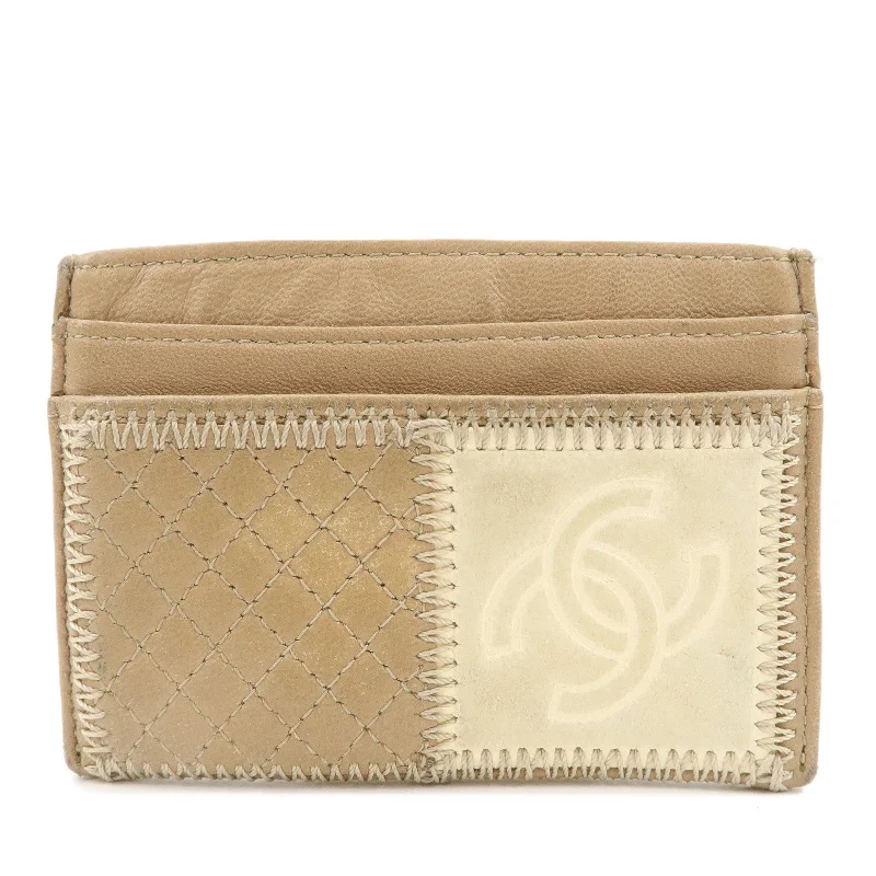 Chanel Small Crossbody Bag for TravelCHANEL Leather Icon Patch Work Card Case Beige