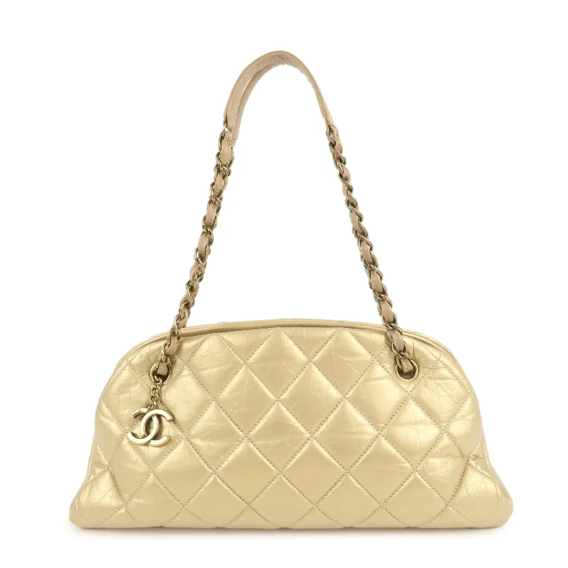 Chanel Lightweight Handbag for Daily ErrandsCHANEL Mademoiselle Lamb Skin Chain Shoulder Bag Gold A50557