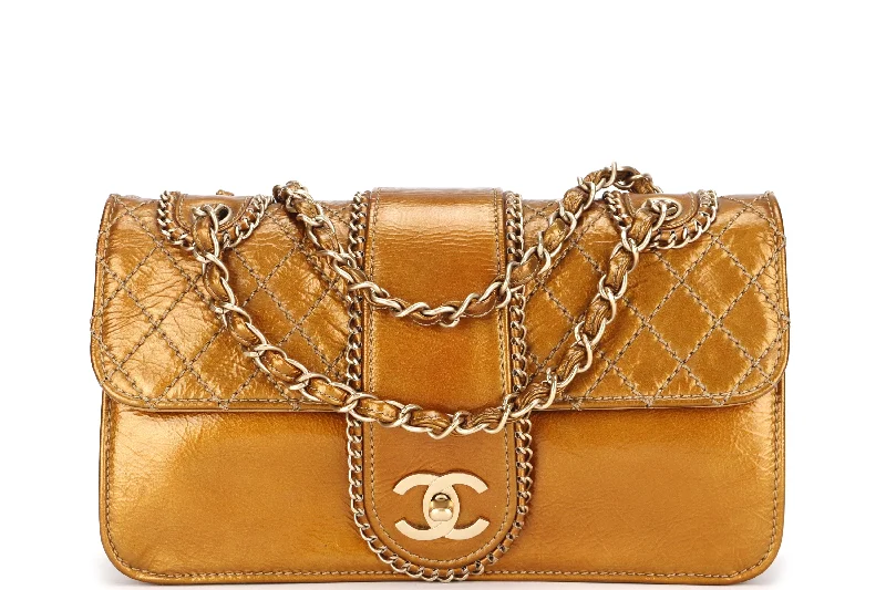 Chanel Chain Strap Handbag for Everyday UseCHANEL MADISON FLAP BAG (1144xxxx) MEDIUM GOLD QUILTED PATENT LEATHER GOLD HARDWARE, NO CARD & DUST COVER