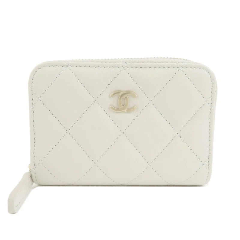 Chanel Medium Tote Bag for Office LadiesCHANEL Matelasse Caviar Skin Round Zipper Coin Case Ivory AP0216