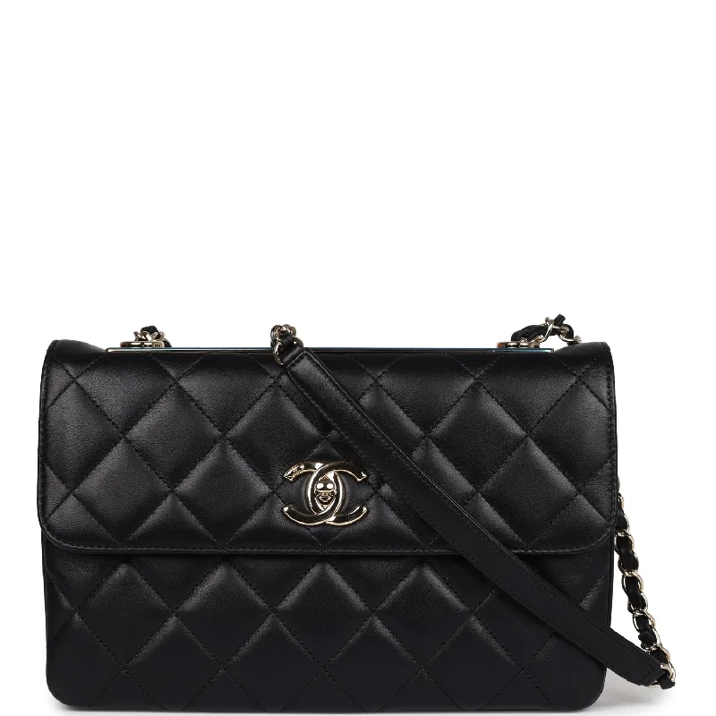 Chanel All - Match Handbag for Versatile StylingChanel Medium Trendy CC Flap Bag Black Lambskin Light Gold Hardware