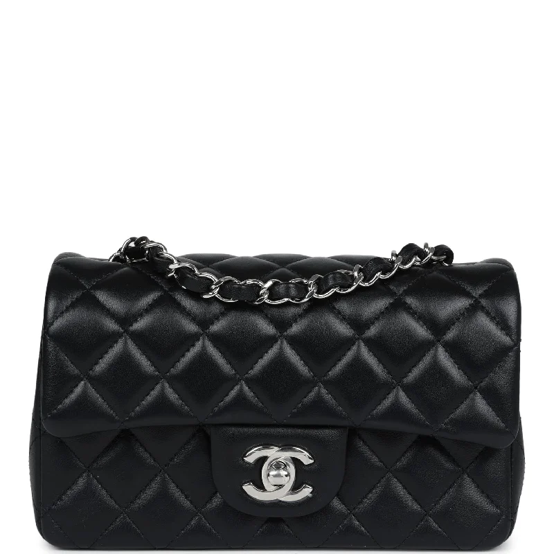 Chanel Designer Handbag with Unique DesignChanel Mini Rectangular Flap Black Lambskin Silver Hardware