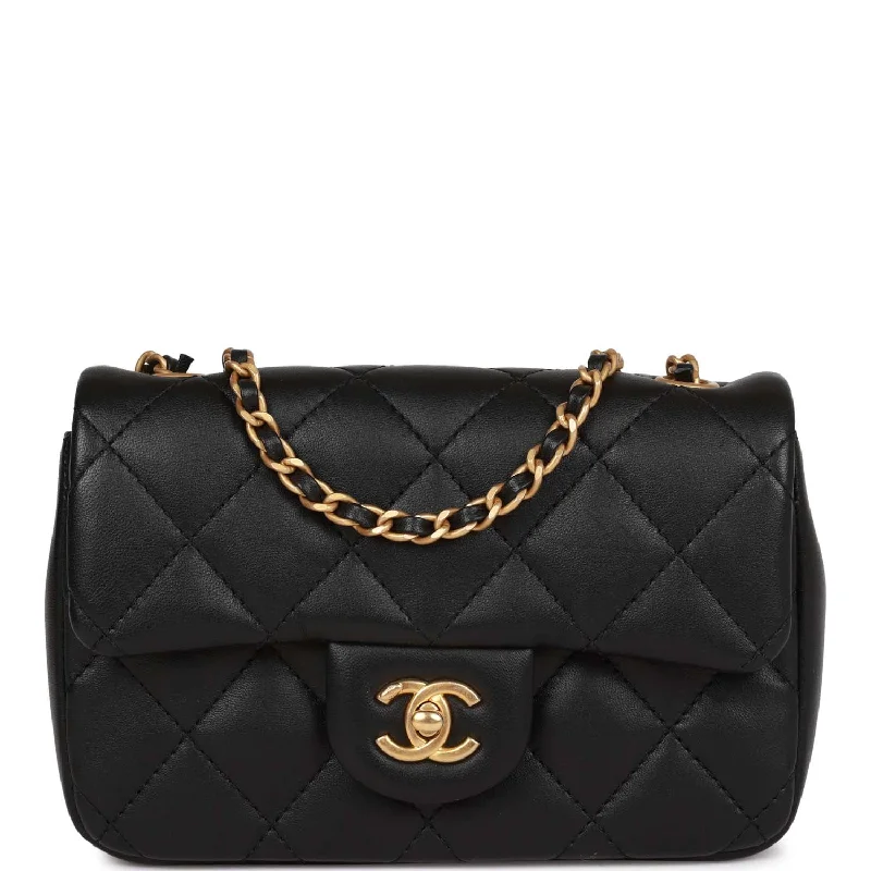 Chanel Classic Flap Bag for Evening PartyChanel Mini Rectangular Heart Flap Bag Black Lambskin Aged Gold Hardware