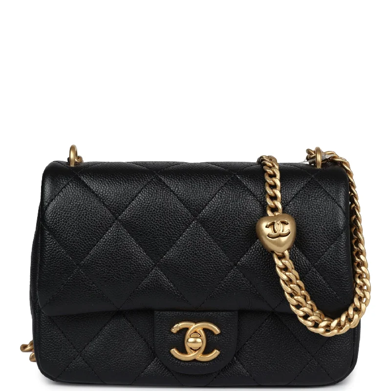 Chanel Limited Edition Handbag for CollectorsChanel Mini Sweetheart Crush Square Flap Bag Black Caviar Antique Gold Hardware