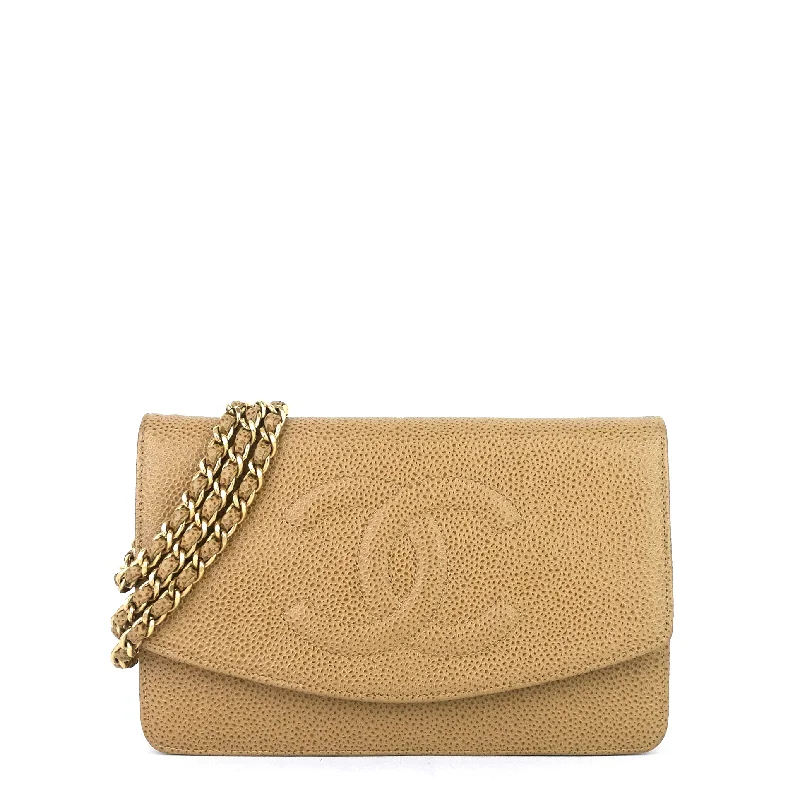 Chanel Handbag with Adjustable Strap for ComfortTimeless Caviar Leather Wallet on Chain