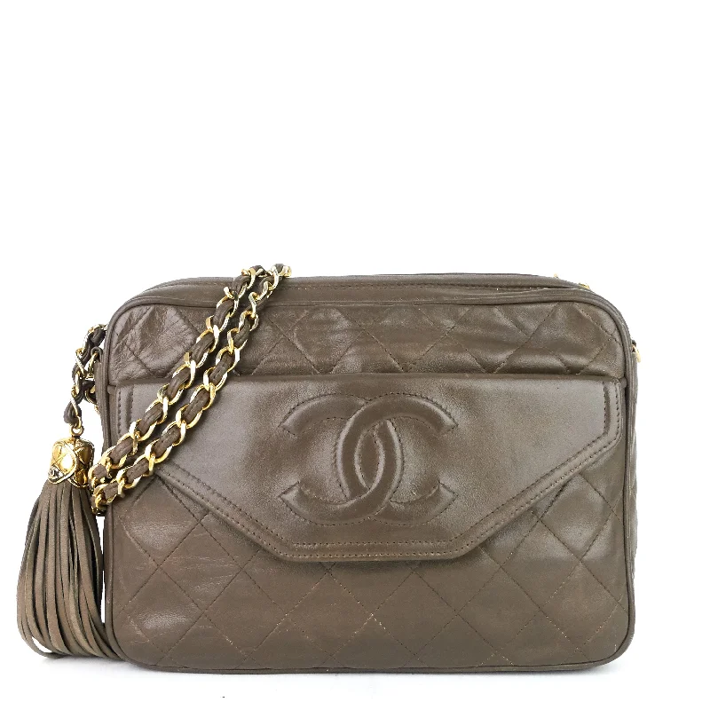 Chanel Handbag with Adjustable Strap for ComfortLambskin Leather Crossbody Camera Bag