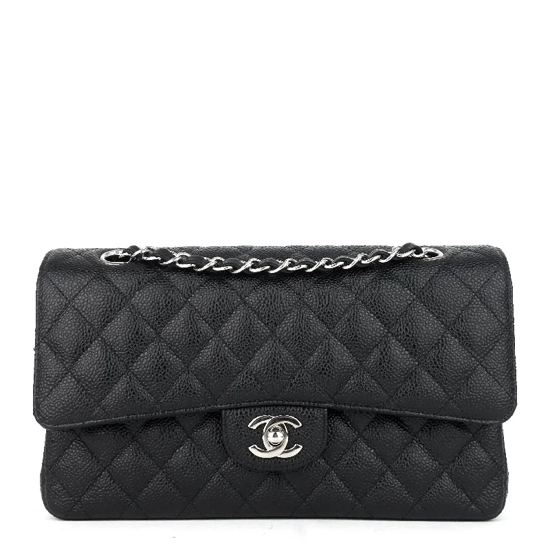 Chanel Black Handbag for Business MeetingsDouble Flap Quilted Caviar Leather Bag