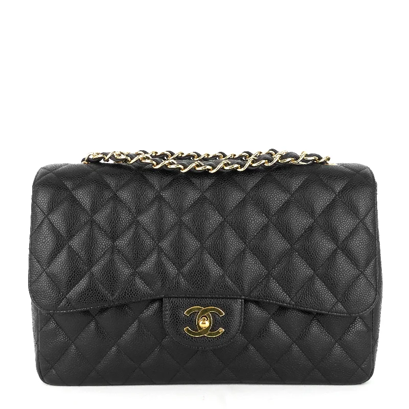 Chanel Classic Flap Bag for Evening PartyClassic Single Flap Jumbo Caviar Leather Bag