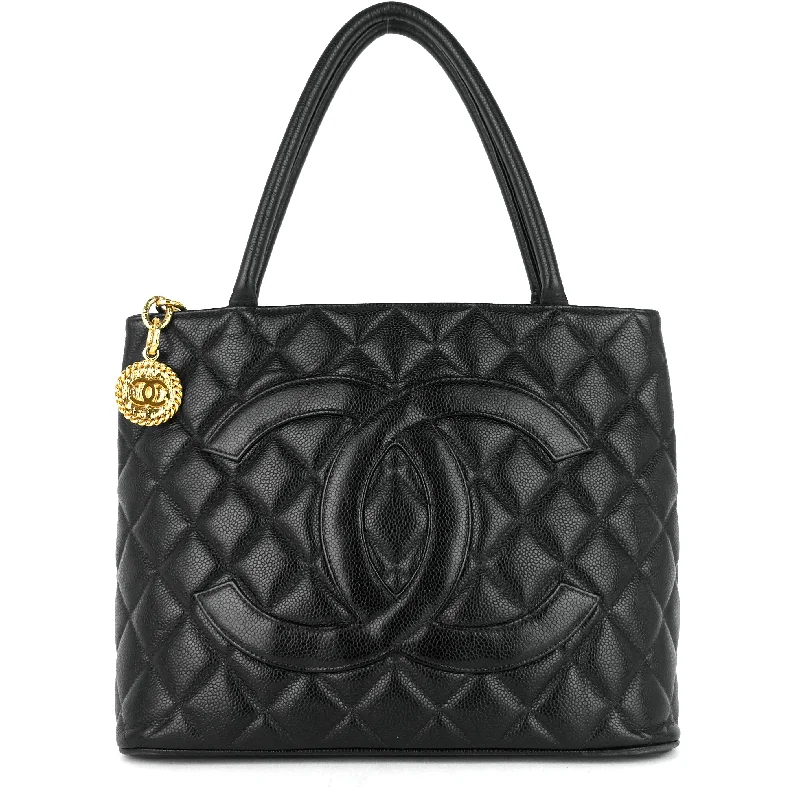 Chanel Medium Tote Bag for Office LadiesMedallion Caviar Leather Tote Bag