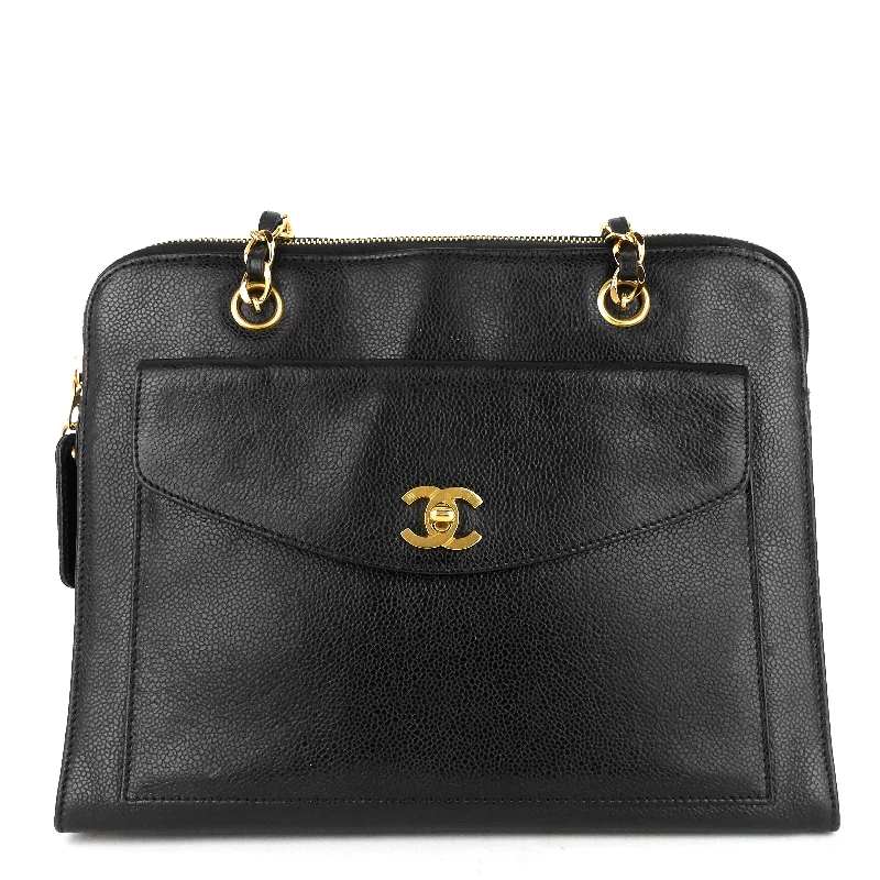 Chanel All - Match Handbag for Versatile StylingCaviar Leather CC Flap Pocket Bag