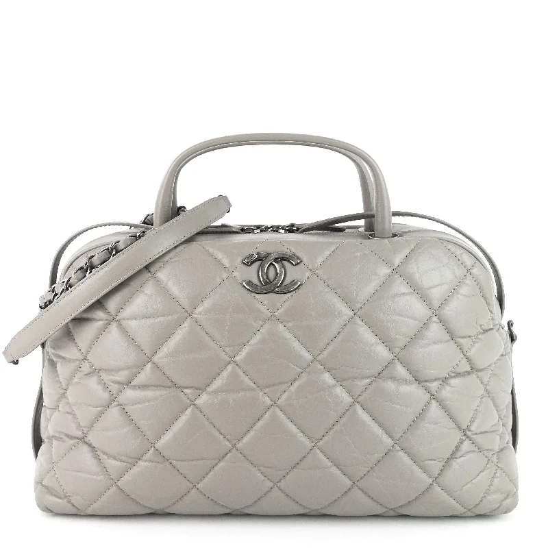 Chanel Small Crossbody Bag for TravelAged Calfskin Small Bowling Bag