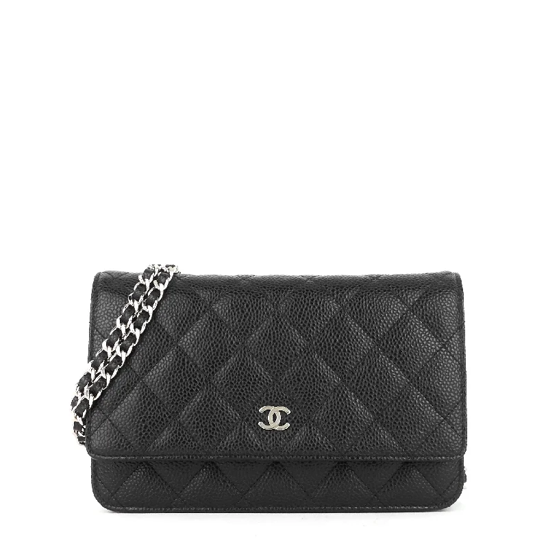 Chanel Small Crossbody Bag for TravelWOC Pebbled Caviar Leather Wallet on Chain Bag