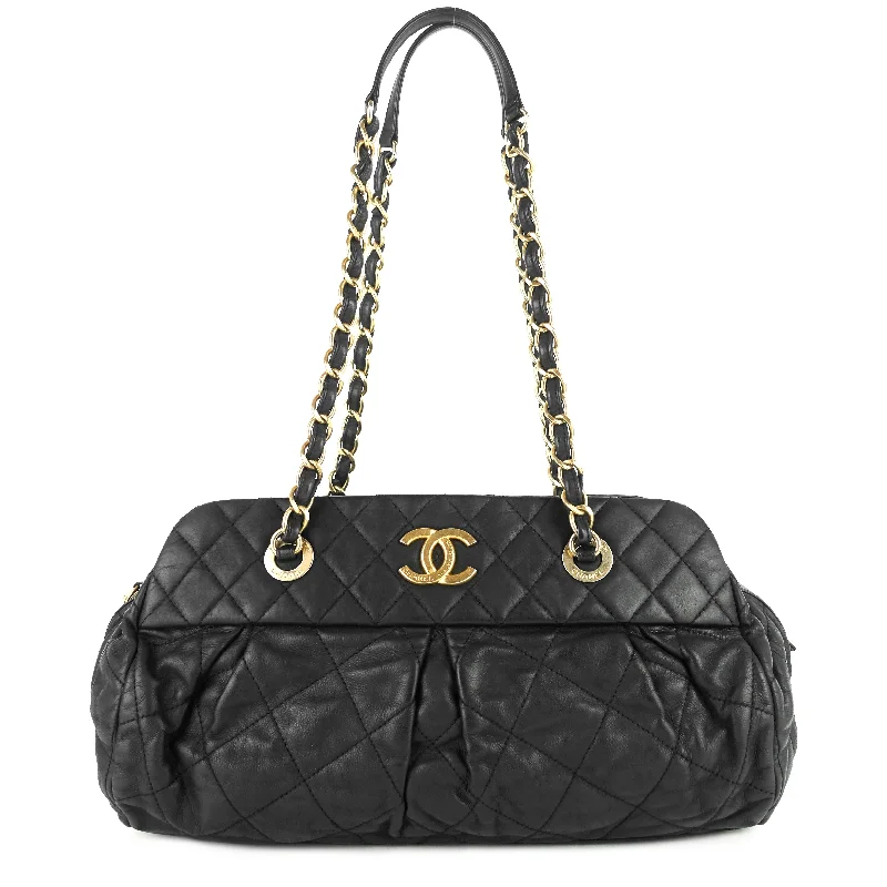 Chanel Luxury Handbag for High - End EventsChic Quilted Iridescent Calfskin Leather Bowling Bag