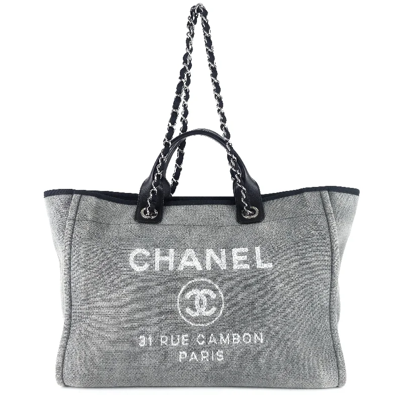 Chanel Luxury Handbag for High - End EventsDeauville Medium Canvas Shopping Tote Bag